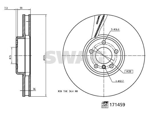 SWAG 33 10 5262 Brake Disc