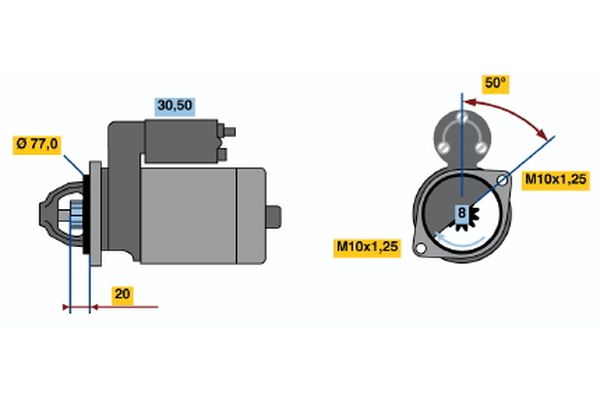 BOSCH Startmotor / Starter 0 986 016 001