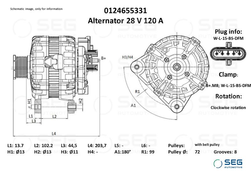 SEG Automotive 0124655331 Alternator