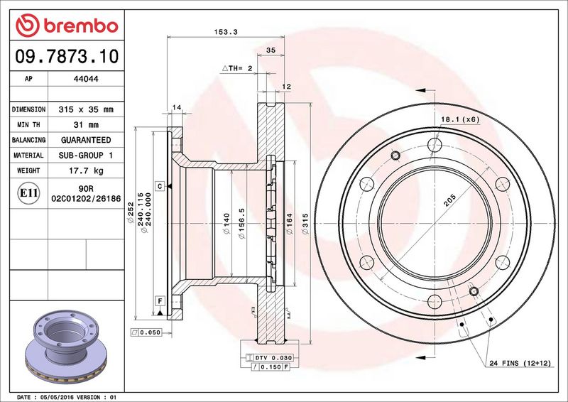 BREMBO 09.7873.10 Brake Disc