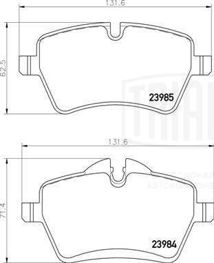 Комплект гальмівних накладок, дискове гальмо, Trialli PF4388