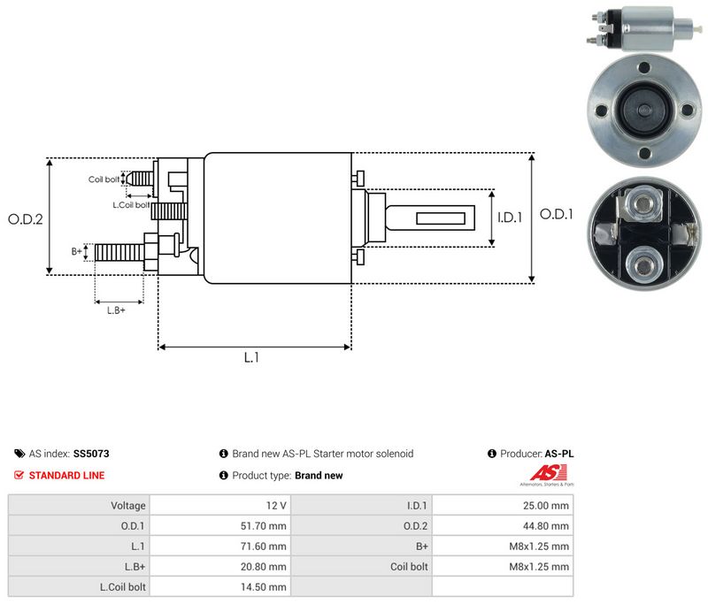 AS-PL SS5073 Solenoid Switch, starter