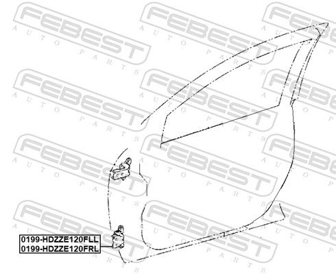Шарнір дверей, Febest 0199-HDZZE120FLL