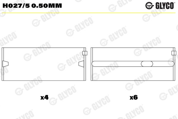 Комплект вкладок коленвала 0,50мм H02750.50MM