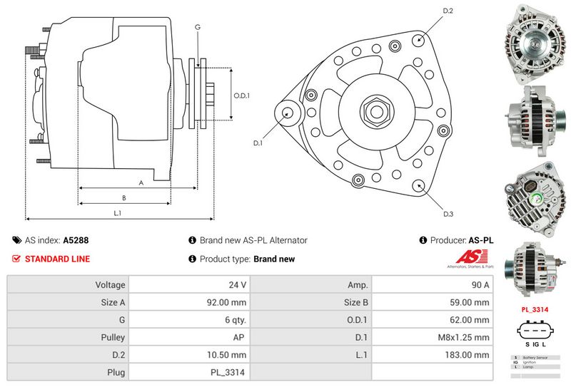 AS-PL A5288 Alternator