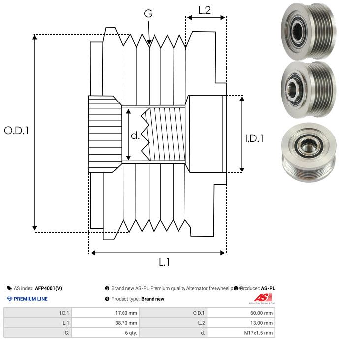 AS-PL AFP4001(V) Alternator Freewheel Clutch