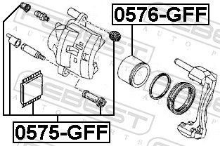 Ремонтний комплект, гальмівний супорт, Febest 0575-GFF