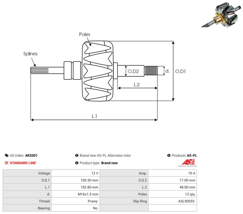AS-PL AR2001 Rotor, alternator