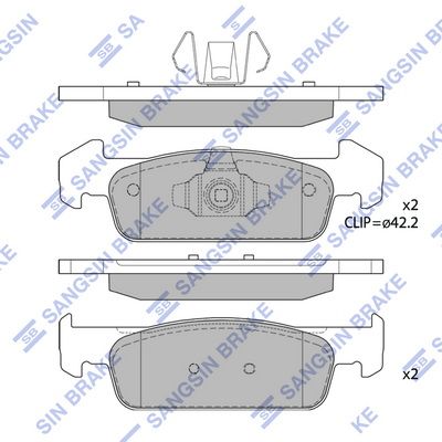 Комплект гальмівних накладок, дискове гальмо, Hi-Q SP1786