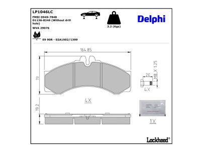 DELPHI LP1046LC - Stabdžių kaladėlių komplektas