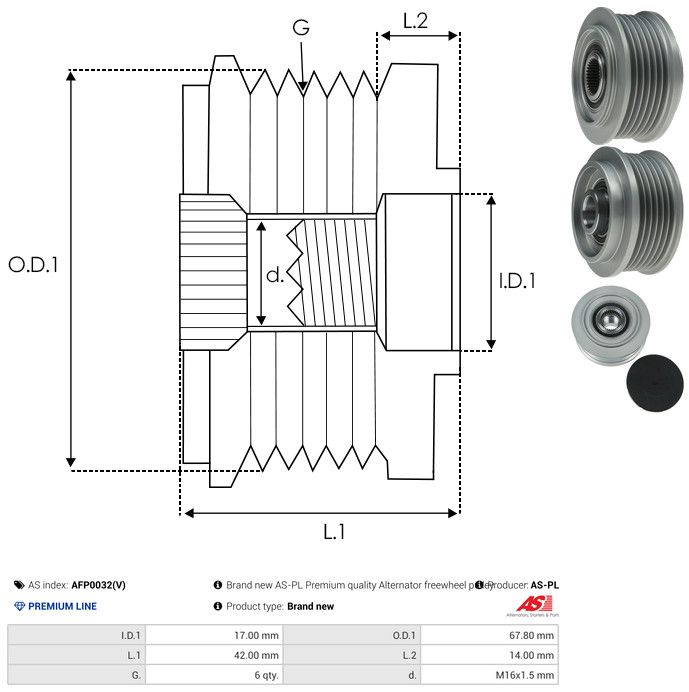 AS-PL AFP0032(V) Alternator Freewheel Clutch