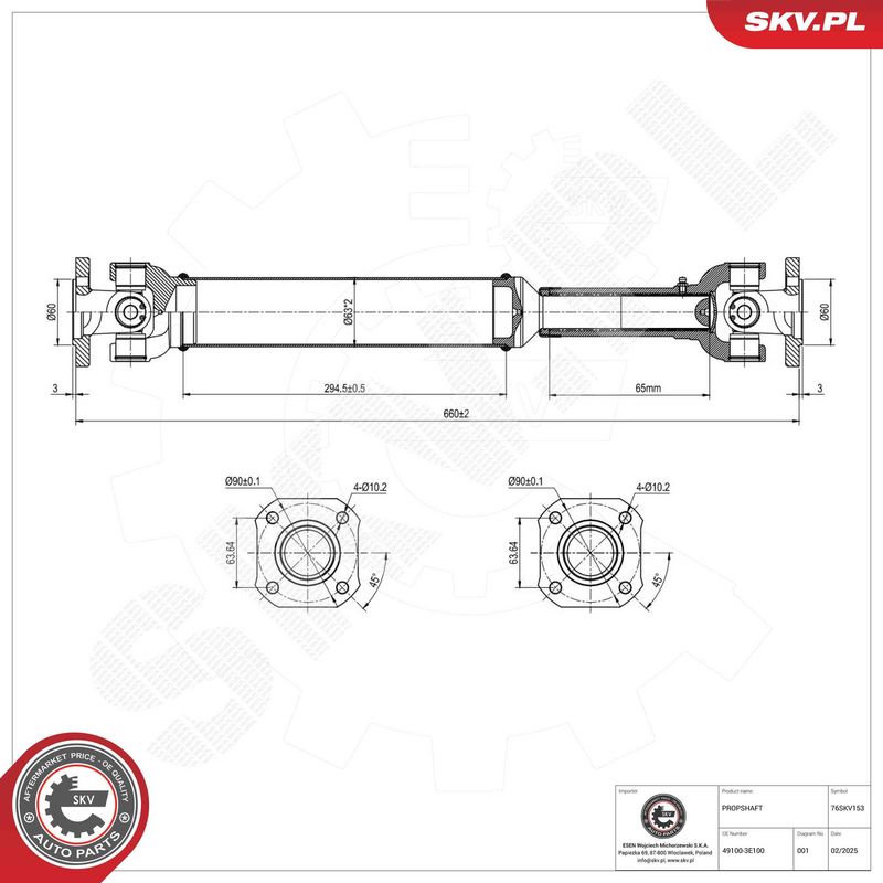 ESEN SKV 76SKV153 Drive Shaft
