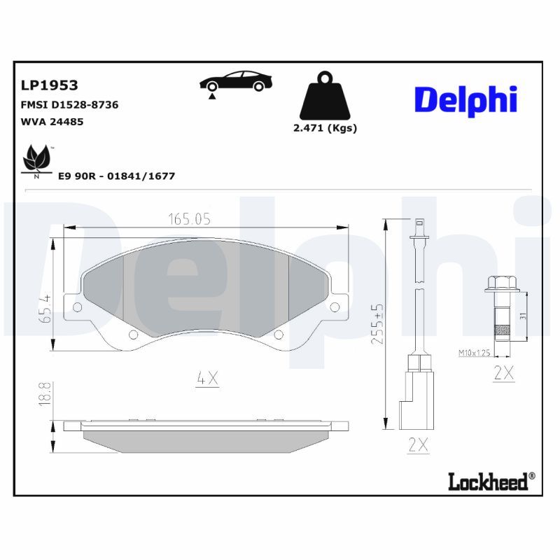 DELPHI LP1953 Brake Pad Set, disc brake