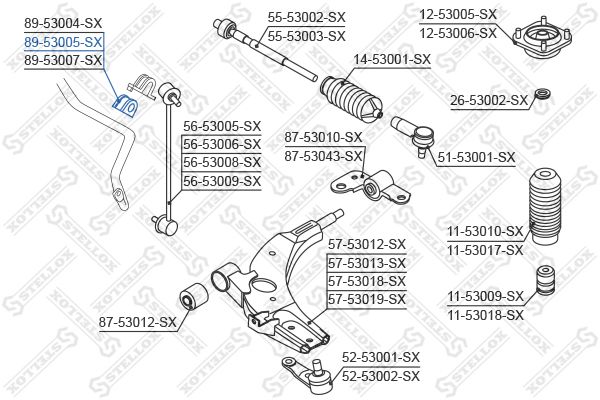 STELLOX 89-53005-SX Mounting, stabiliser bar