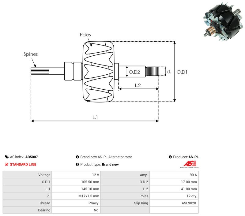 AS-PL AR5007 Rotor, alternator