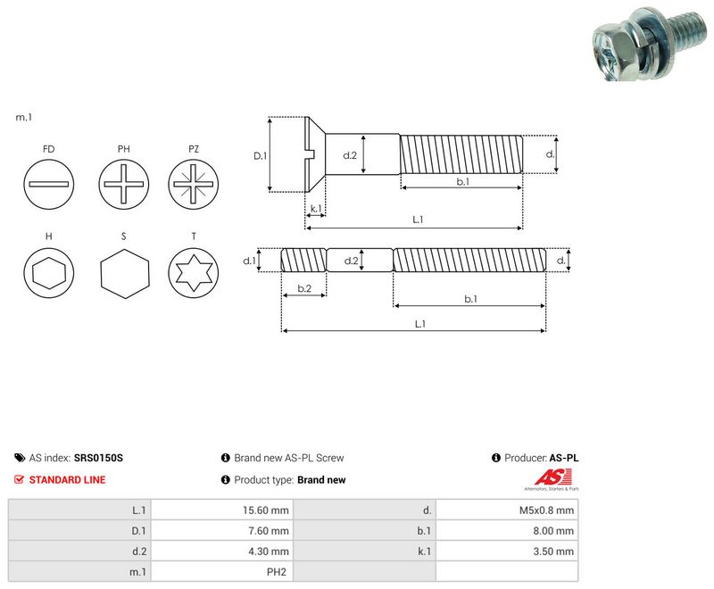 AS-PL SRS0150S Repair Set, alternator