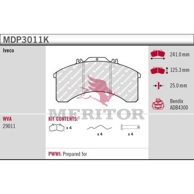 set placute frana,frana disc MERITOR BRAKE PAD KIT MDP3011K