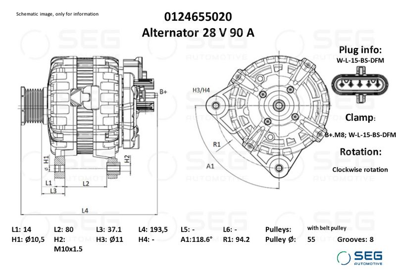 SEG Automotive 0124655020 Alternator