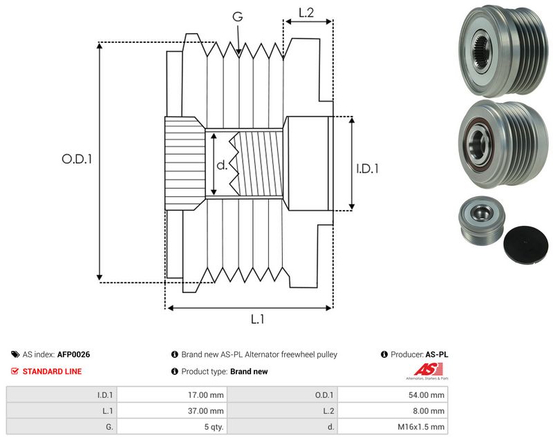 AS-PL AFP0026 Alternator Freewheel Clutch