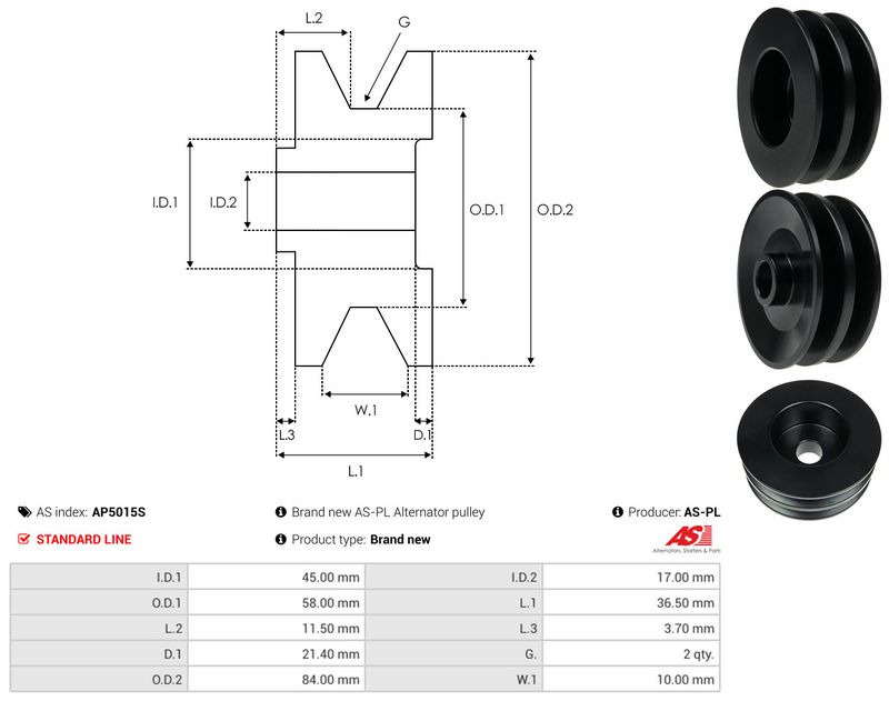 AS-PL AP5015S Belt Pulley, alternator