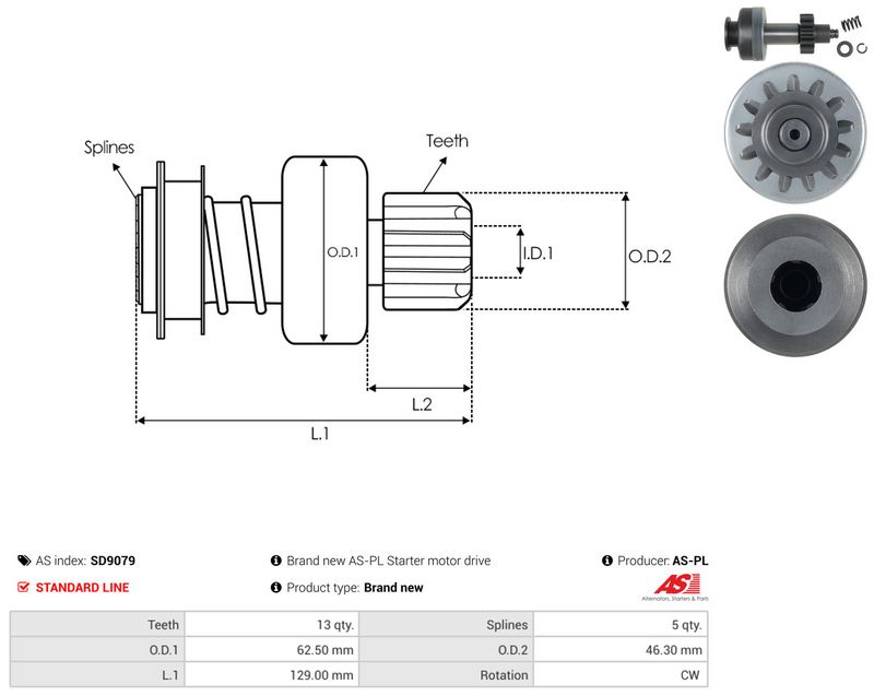 AS-PL SD9079 Freewheel Gear, starter