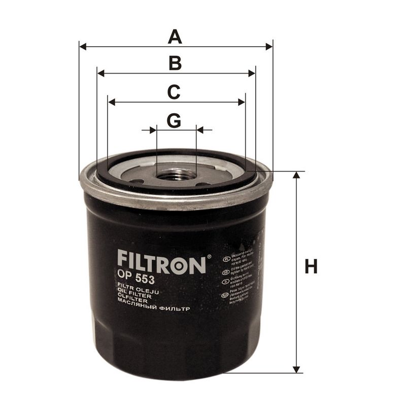 Oliefilter past: CITROEN BX, C15, LNA, VISA  LANCIA THEMA  PEUGEOT 104, 204, 205, 205 I, 205 II, 304, 305, 305 I, 305 II, 405 I, 405 II, J7  RENAULT 14, 30  UAZ 31512 0.9-3.6 08.68-02.02