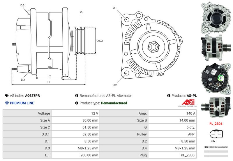 AS-PL A0627PR Alternator