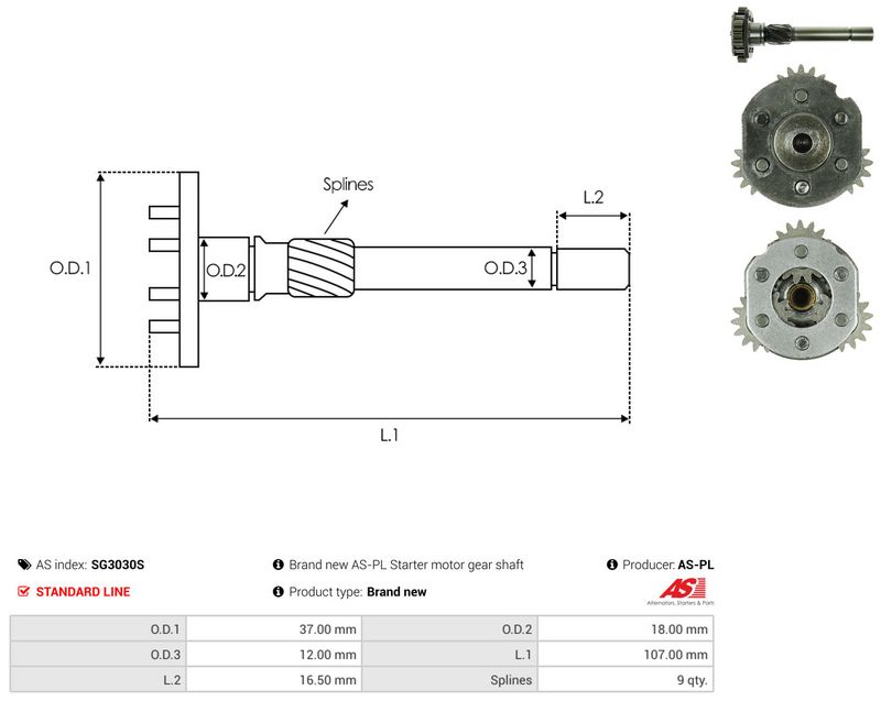 Remondikomplekt, Starter, AS-PL SG3030S