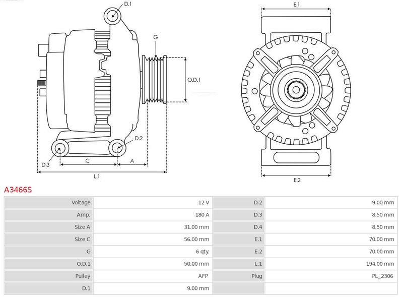 AS-PL A3466S Alternator