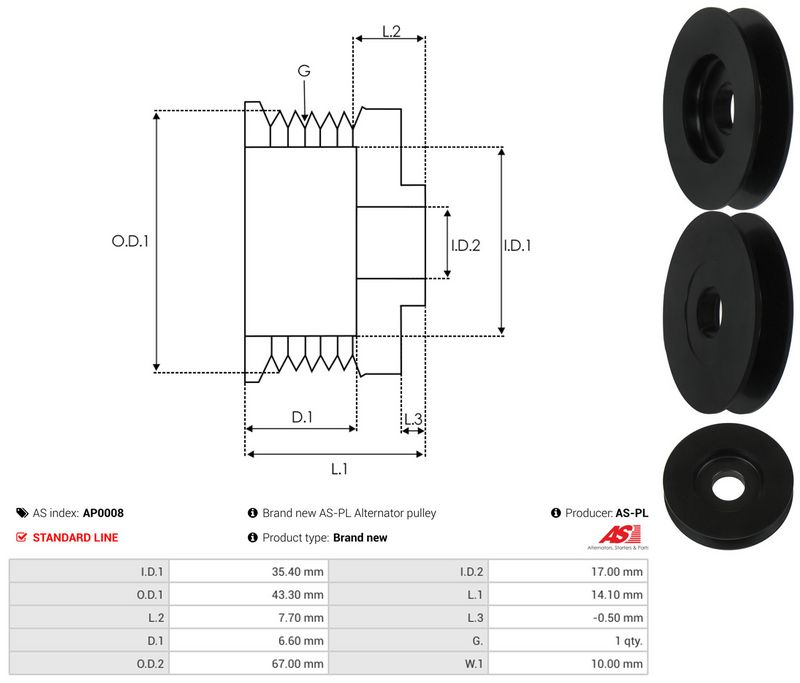 Rihmaratas, generaator, AS-PL AP0008