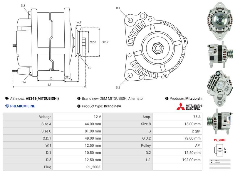 AS-PL A5341(MITSUBISHI) Alternator