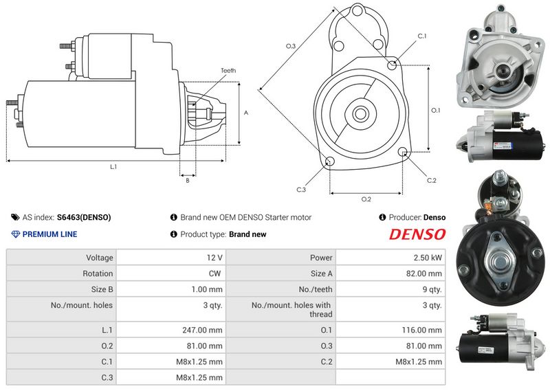 AS-PL S6463(DENSO) Starter