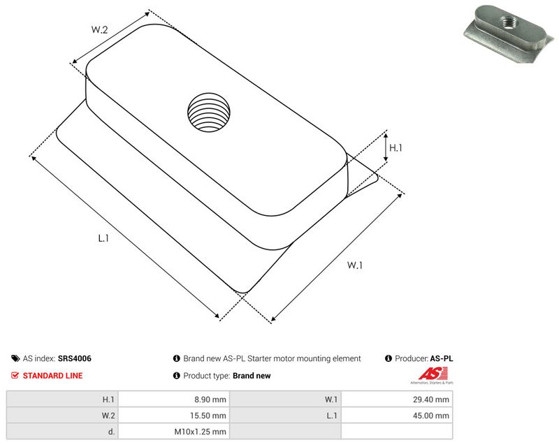 AS-PL SRS4006 Repair Kit, starter