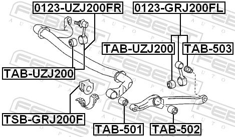 Опора, реактивна тяга, Febest TAB-503