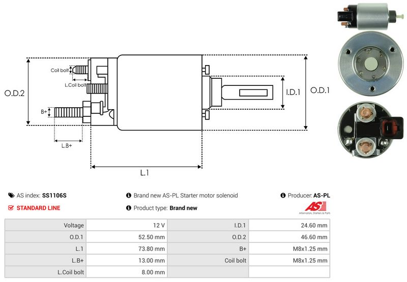 AS-PL SS1106S Solenoid Switch, starter