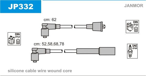 Комплект проводів високої напруги, Janmor JP332
