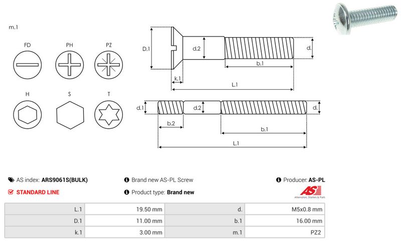 Remondikomplekt, generaator, AS-PL ARS9061S(BULK)