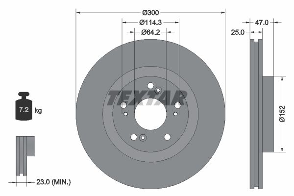 Гальмівний диск, Textar 92186503