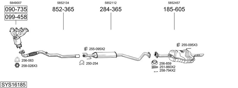 BOSAL kipufogórendszer SYS16185