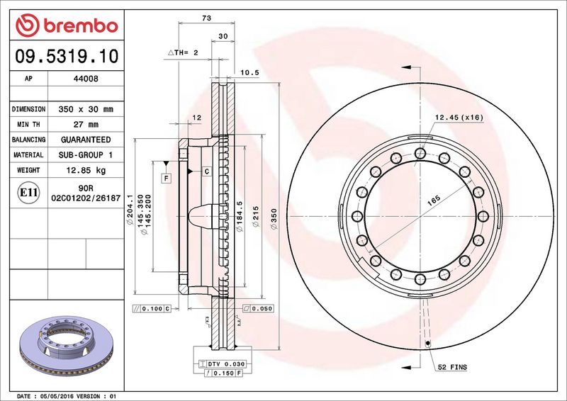 BREMBO 09.5319.10 Brake Disc