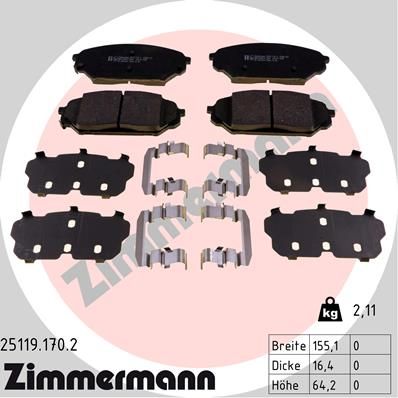 ZIMMERMANN fékbetétkészlet, tárcsafék 25119.170.2