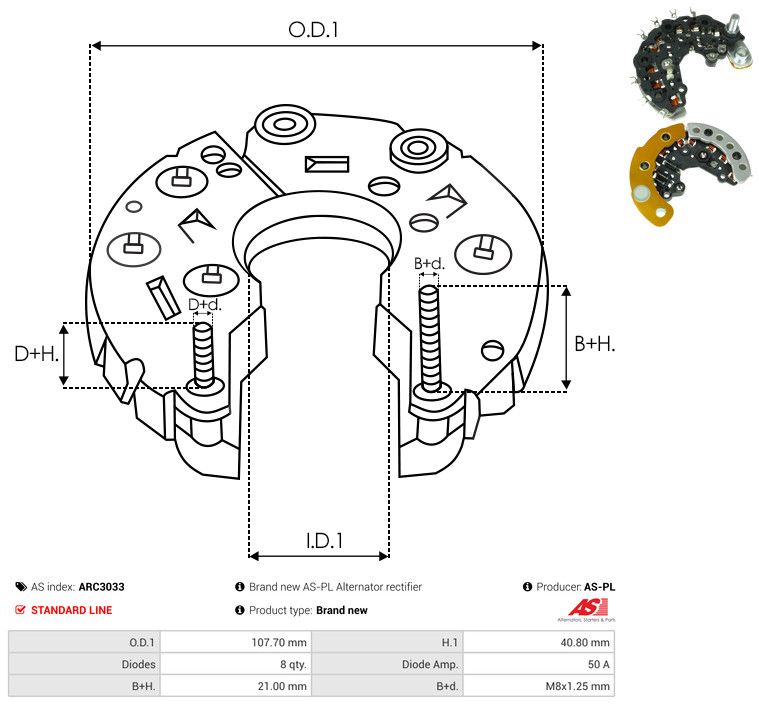 AS-PL ARC3033 Rectifier, alternator