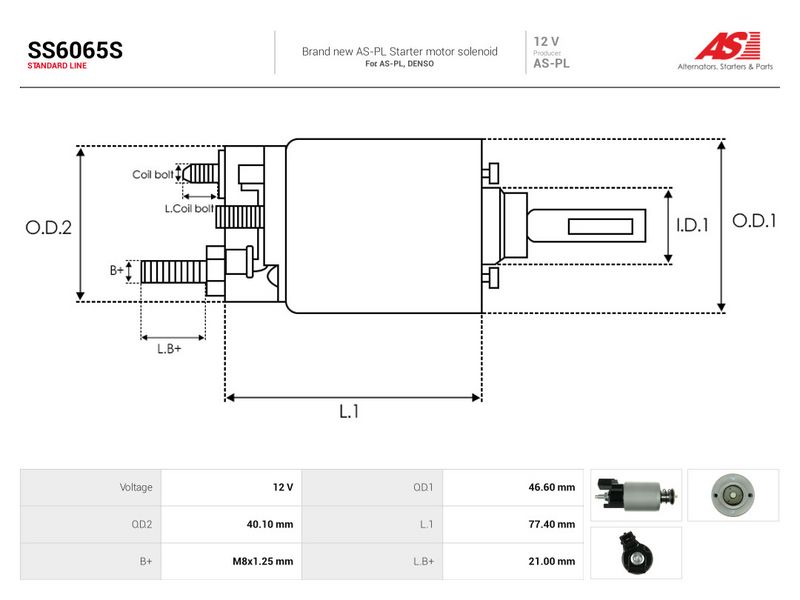 Magnetlülitus, starter, AS-PL SS6065S