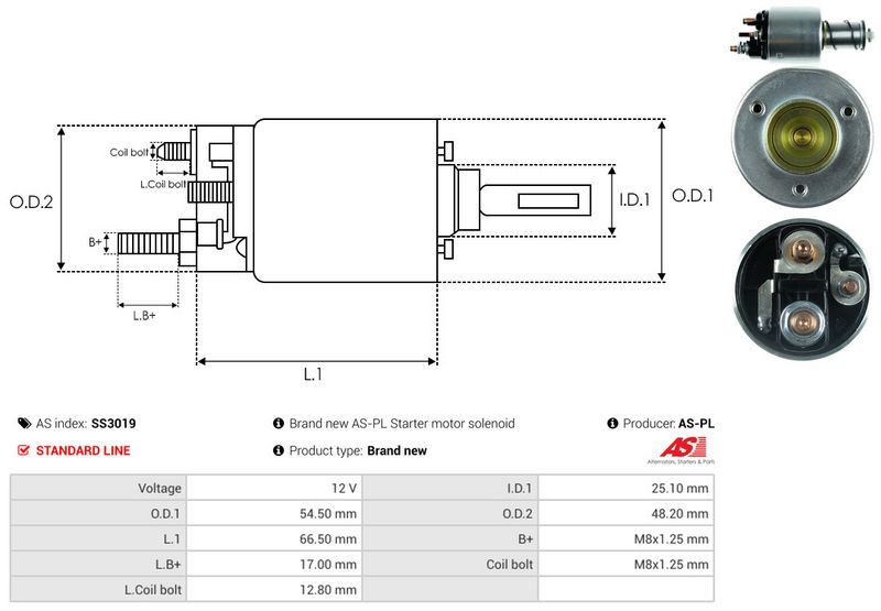 AS-PL SS3019 Solenoid Switch, starter