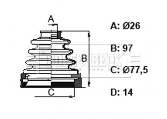 Гофрований кожух, приводний вал, Borg & Beck BCB6158