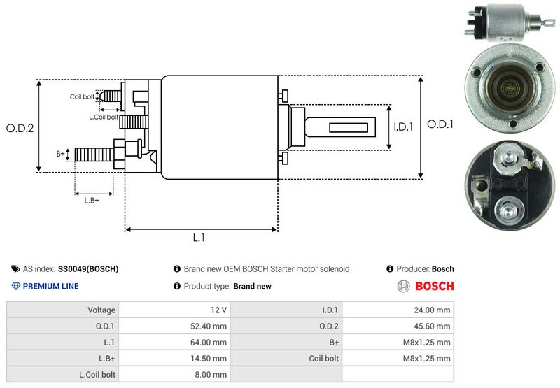 Magnetlülitus, starter, AS-PL SS0049(BOSCH)