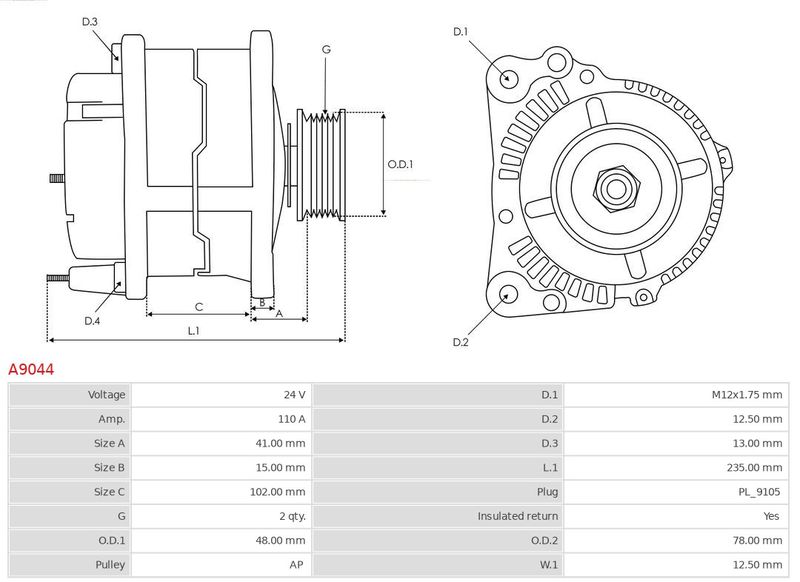 AS-PL A9044 Alternator