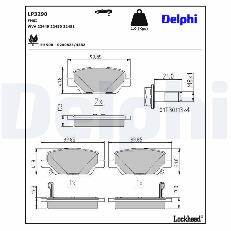 Piduriklotsi komplekt, ketaspidur, DELPHI LP3290