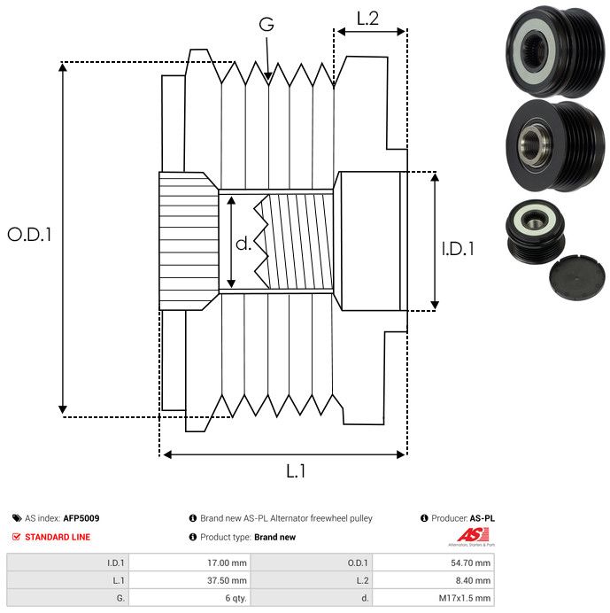 AS-PL AFP5009 Alternator Freewheel Clutch