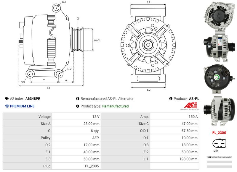 AS-PL A6348PR Alternator